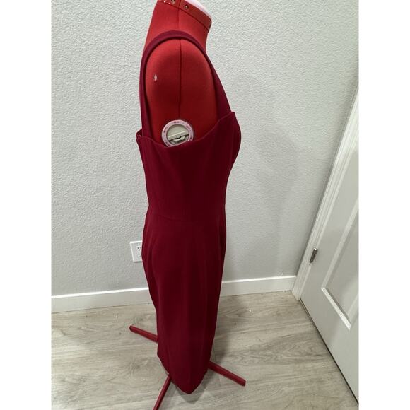 Dress The Population Eve Sweetheart Twist Front Cocktail Midi Sheath Dress Red - Picture 3 of 8